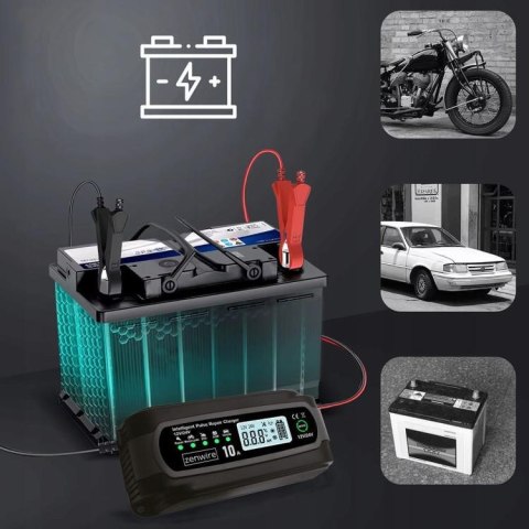 Prostownik Ładowarka Akumulatorów Samochodowy z Funkcją Naprawy 12V 24V 10A Zenwire JMD-10