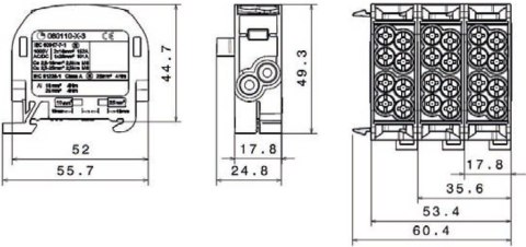 Blok rozdzielczy odgałęźny SCB 25 Al/Cu 80110 SIMBLOCK, czarny 81501007
