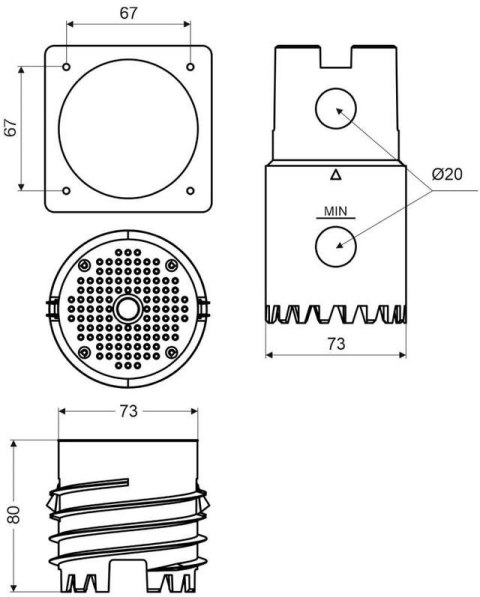Puszka elektroinstalacyjna do izolacji końcowej z otwornicą KOPOS MDFZ80/VDZ_KB