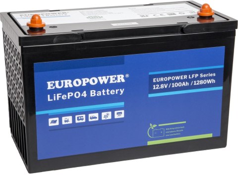 Akumulator LiFePO4 EUROPOWER serii LFP 12,8V 100Ah Bluetooth (Żywotność ~2000 cykli)