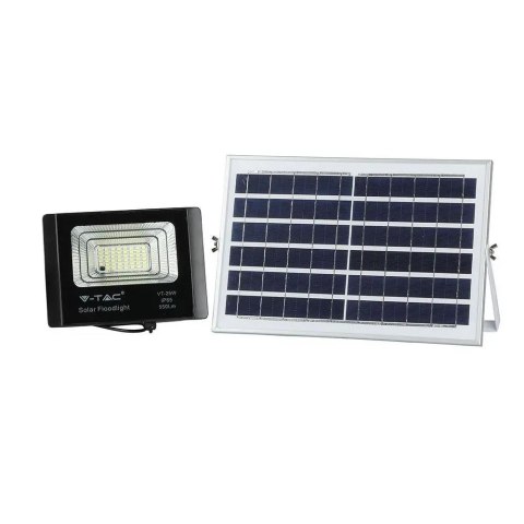 Naświetlacz LED solarny V-TAC 12W czarny IP65 pilot timer VT-25W 4000K 550lm
