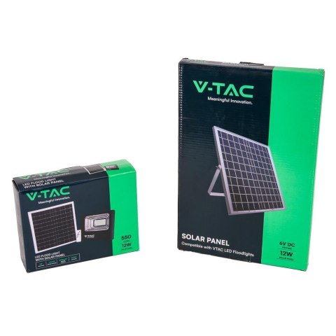 Naświetlacz LED solarny V-TAC 12W czarny IP65 pilot timer VT-25W 4000K 550lm