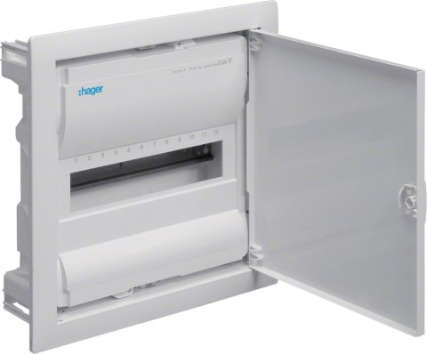 Rozdzielnica podtynkowa z drzwiami metalowymi, 1 rząd, 12 modułów, IP30, HAGER Volta VU12NE