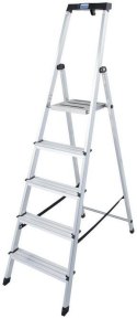 Drabina aluminiowa jednostronna Krause SAFETY 1x5 z półką 126337
