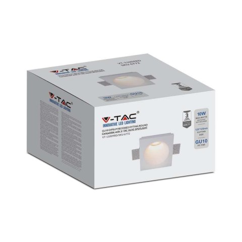 Oprawa gipsowa V-TAC GU10 kinkiet ścienny okrągły 120x120 VT-11009 3 lata gwarancji