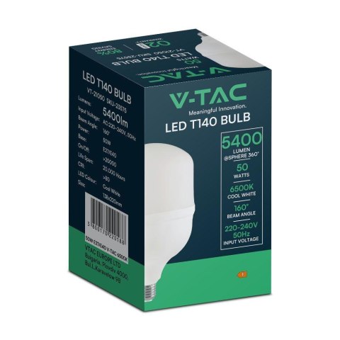 Żarówka LED V-TAC 50W T140 E27/E40 138x220mm VT-21050 6500K 5400lm