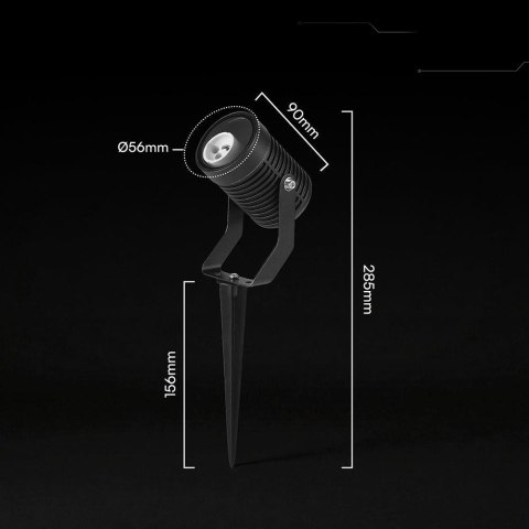 Oprawa gruntowa ogrodowa wbijana aluminium GU10 czarna IP65 VT-44005 3 lata gwarancji