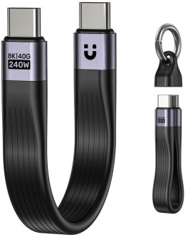 Unitek Kabel USB-C w formie breloka | USB4 | 40 Gb/s | 240W PD 8K | 13 cm, czarny