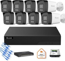 Zestaw moinitoringu IP Hilook 8x IPC-B180HA-LU tuba 8MP Smart-hybrid Light
