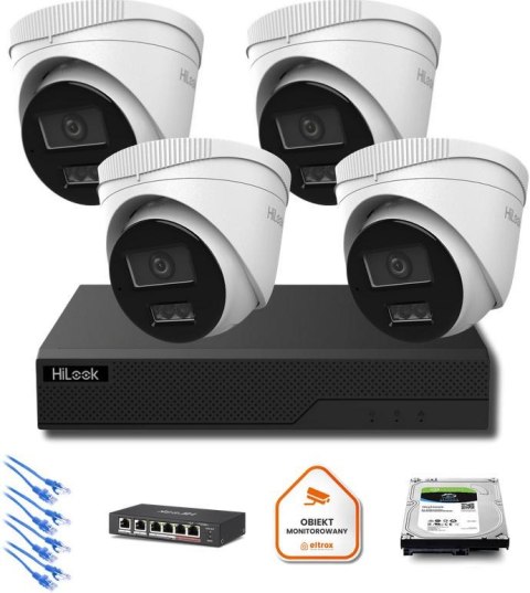 Zestaw monitoringu IP Hilook 4x kamera IPC-T260HA-LU 6MP Smart-hybrid Light