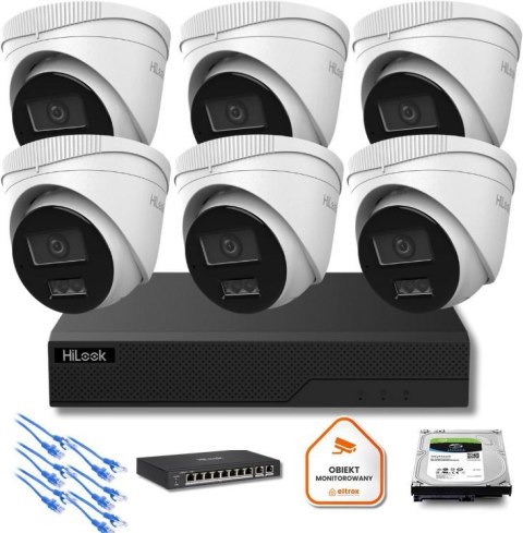 Zestaw monitoringu IP Hilook 6x kamer IPC-T260HA-LU 6MP Smart-hybrid Light