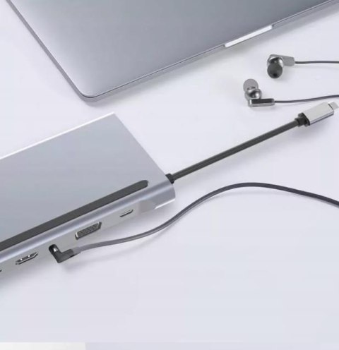 HUB ADAPTER USB-C 12w1 Stacja Dokująca 2x HDMI 4K ETHERNET RJ45 USB 3.0 BYL-2211