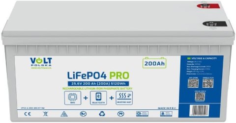 Akumulator Volt Polska LiFePO4 PRO 25,6V 200 Ah (200A) BMS BLUETOOTH + MATA