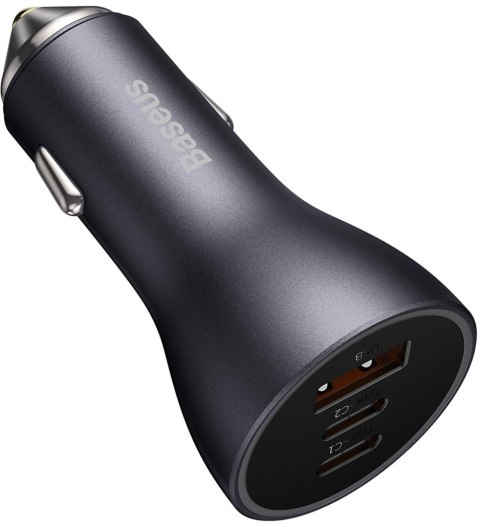 Baseus Golden Contactor Pro ładowarka samochodowa USB-A + 2x USB-C 65W ciemnoszary