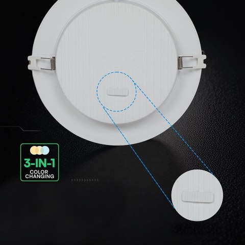 Panel wpuszczany downlight V-TAC 12W LED CREE CHIP okrągły 170x28mm VT-61012CCT 3000K-4000K-6500K 1320lm 6 lat gwarancji