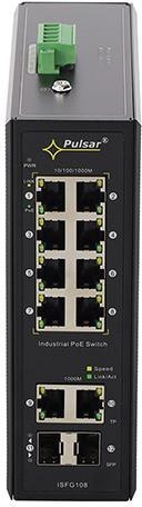 Switch przemysłowy PoE PULSAR ISFG108 (8xPoE, 2xSFP, 2xRJ45)