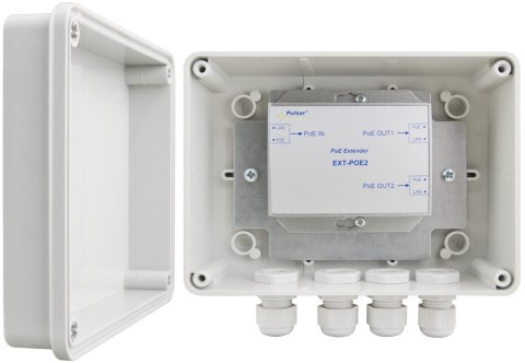 EXTENDER POE W OBUDOWIE HERMETYCZNEJ DO 2 KAMER IP Pulsar EXT-POE2H