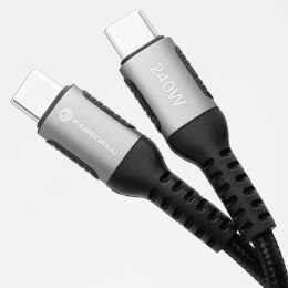 KABEL USB-C / USB-C Forcell F-Energy Cafule 120 cm 240 W 5A PD QC 4.0 CZARNY W OPLOCIE