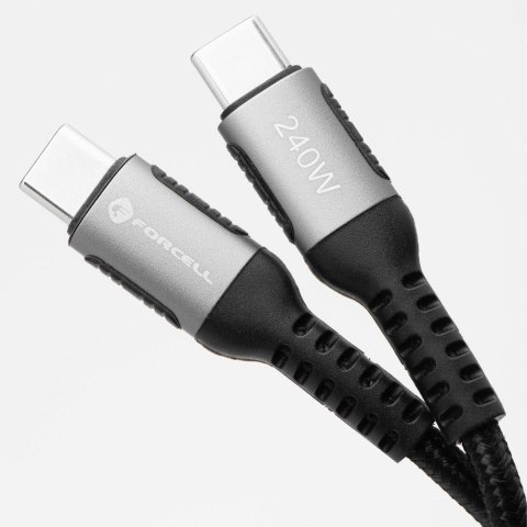 KABEL USB-C / USB-C Forcell F-Energy Cafule 50 cm 240 W 5A PD QC 4.0 CZARNY W OPLOCIE