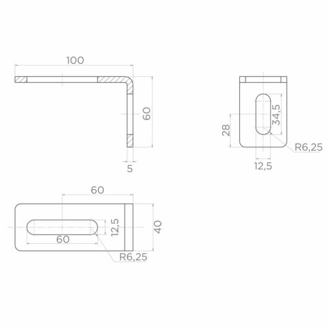 Kątownik PSG 60.041.9005 rolki prowadzącej 100x60mm, czarny RAL9005