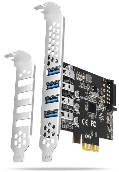 Kontroler Axagon PCEU-43RS PCIe 4x port USB 3.2 GEN 1, UASP, chipset Renesas, 15-pin SATA