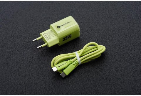 ŁADOWARKA SIECIOWA Forcell F-Energy GaN III VT-41 33 W 1x USB-C 1x USB-A PD 3.0 QC 4.0 ZIELONA