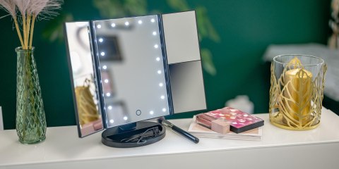 Lusterko do makijażu Humanas HS-ML04 z podświetleniem LED - czarny