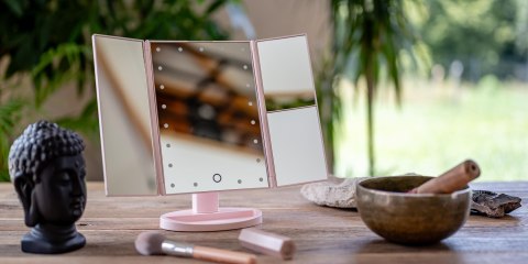 Lusterko do makijażu Humanas HS-ML04 z podświetleniem LED - różowy