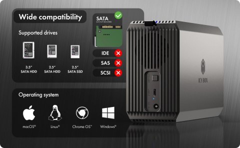 Obudowa dysku IcyBox IB-RD3720-CU3 RAID 2x2,5/3,5 SATA HDD