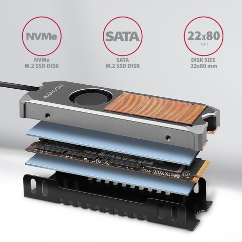 Radiator do dysków Axagon CLR-M2FAN M.2 SSD 13mm z wentylatorem