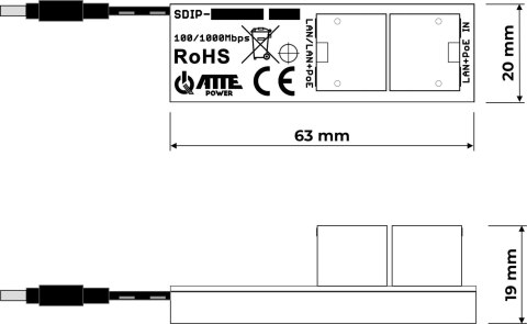 Adapter PoE ATTE SDIP-12-121 Adapter PoE Gigabit obniżający napięcie do 12V