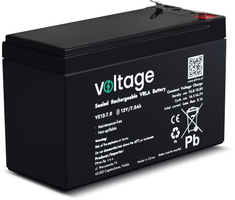 Akumulator AGM Voltage 12V 7Ah VE12-7.0 (Żywotność 6-9 lat)