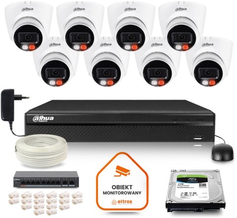 Zestaw monitoringu IP DAHUA 8 kamer IPC-HDW1439V-A-IL 4Mpx